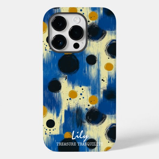 Abstracte penseelstreek Stippen met aangepaste naa Case-Mate iPhone Case (Achterkant)