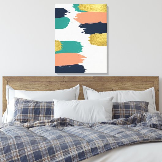 Abstracte penseelstreekcanvaskunst canvas afdruk (Insitu (Slaapkamer))