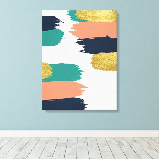 Abstracte penseelstreekcanvaskunst canvas afdruk (Insitu (Houten vloer))