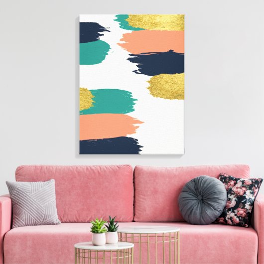 Abstracte penseelstreekcanvaskunst canvas afdruk (Insitu (Woonkamer))