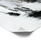 Abstracte penseelstreektextuur – Zwart Wit & Goud Perfect Poster (Hoek)
