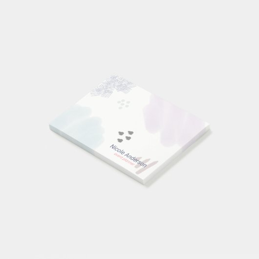 Abstracte penseelstreken bevestigen post-it® notes (Schuin)