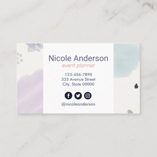 Abstracte penseelstreken bevestigen visitekaartje (Achterkant)