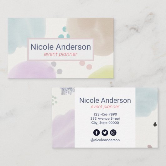 Abstracte penseelstreken bevestigen visitekaartje (Voorkant / Achterkant)