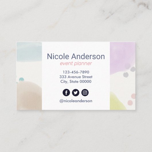 Abstracte penseelstreken bevestigen visitekaartje (Achterkant)