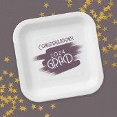 Abstracte penseelstreken gefeliciteerd Afstudeerde Papieren Bordje