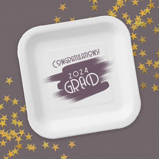 Abstracte penseelstreken gefeliciteerd Afstudeerde Papieren Bordje