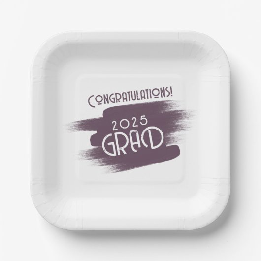 Abstracte penseelstreken gefeliciteerd Afstudeerde Papieren Bordje (Voorkant)