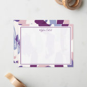 Abstracte penseelstreken gepersonaliseerd briefpap notitiekaartje (Voorkant / Achterkant in situ)