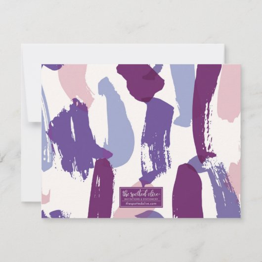 Abstracte penseelstreken gepersonaliseerd briefpap notitiekaartje (Achterkant)