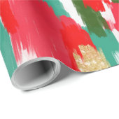 Abstracte penseelstreken Gold Glitter Christmas Cadeaupapier (Rol Hoek)