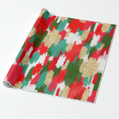 Abstracte penseelstreken Gold Glitter Christmas Cadeaupapier (Uitgerold)