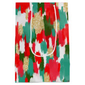 Abstracte penseelstreken Gold Glitter Christmas Medium Cadeauzakje (Achterkant)