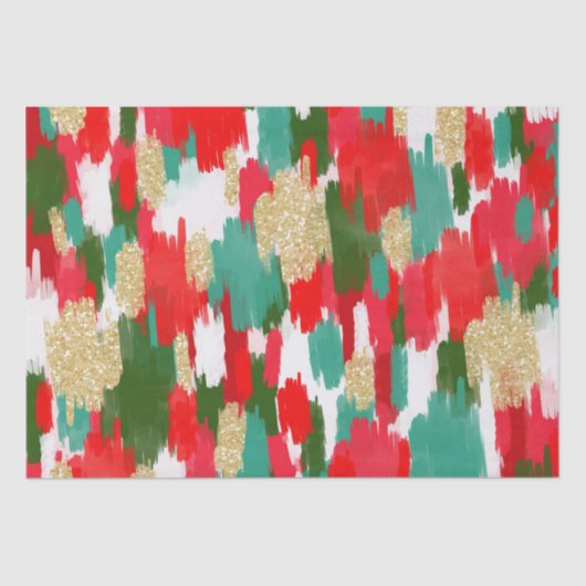Abstracte penseelstreken Gold Glitter Christmas Tissuepapier (Voorkant)