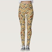 Abstracte penseelstreken in aardetinten leggings (Voorkant)