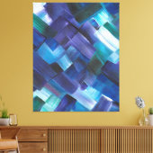Abstracte penseelstreken in blauw, Blauwgroen en P Canvas Afdruk (Insitu (Woonkamer))