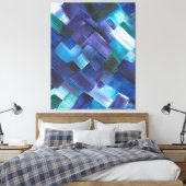 Abstracte penseelstreken in blauw, Blauwgroen en P Canvas Afdruk (Insitu (Slaapkamer))
