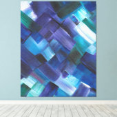 Abstracte penseelstreken in blauw, Blauwgroen en P Canvas Afdruk (Insitu (Houten vloer))
