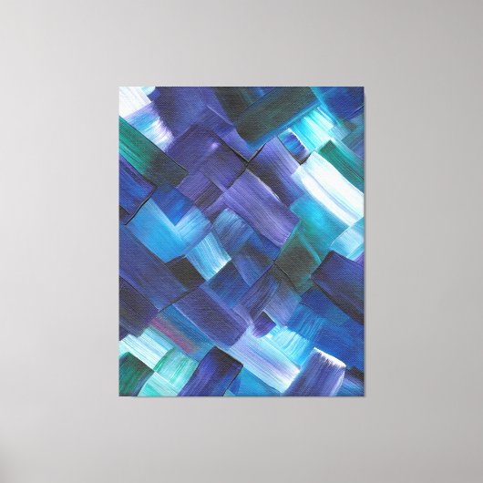 Abstracte penseelstreken in blauw, Blauwgroen en P Canvas Afdruk (Voorkant)