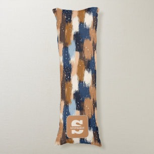 Abstracte penseelstreken in blauw, wit en bruin (2 lichaamskussen