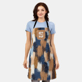 Abstracte penseelstreken in blauw, wit en bruin (2 schort (Gedragen)
