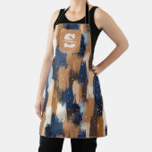 Abstracte penseelstreken in blauw, wit en bruin (2 schort (Insitu)