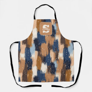 Abstracte penseelstreken in blauw, wit en bruin (2 schort