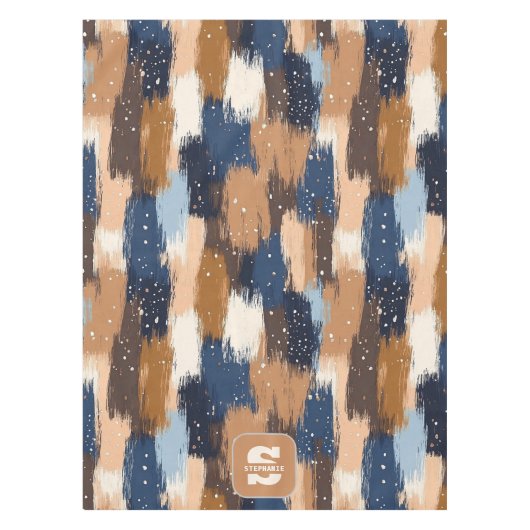 Abstracte penseelstreken in blauw, wit en bruin (2 tafelkleed (Voorkant)