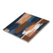 Abstracte penseelstreken in blauw, wit en bruin tegeltje (Zijkant)