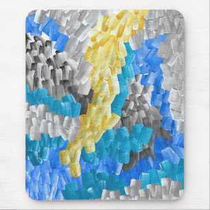Abstracte penseelstreken in geel, blauw en grijs muismat