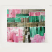 Abstracte penseelstreken in groen, roze en bruin wandkleed (Voorkant (horizontaal))