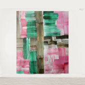 Abstracte penseelstreken in groen, roze en bruin wandkleed (Voorkant)