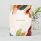 Abstracte penseelstreken Kerst Feestdagenkaart (Staand voorkant)