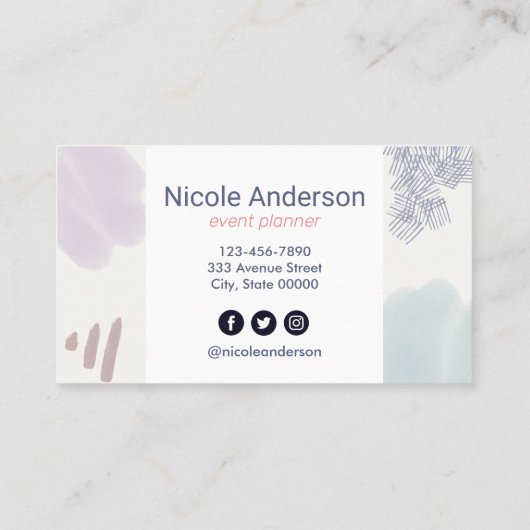 Abstracte penseelstreken klappen visitekaartje (Achterkant)