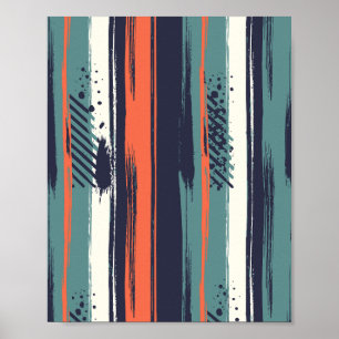 Abstracte penseelstreken met krachtige contrasten poster