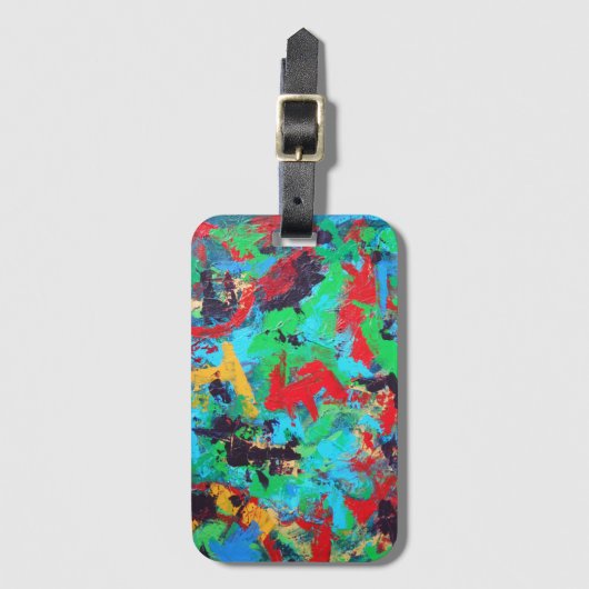 Abstracte penseelstreken met schouderwand bagagelabel (Voorkant (verticaal))
