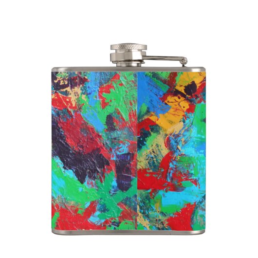 Abstracte penseelstreken met schouderwand heupfles (Achterkant)