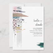 Abstracte penseelstreken - Moderne bruiloft Kaart (Voorkant)