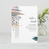 Abstracte penseelstreken - Moderne bruiloft Kaart (Staand voorkant)