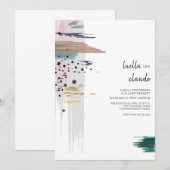 Abstracte penseelstreken - Moderne bruiloft Kaart (Voorkant / Achterkant)