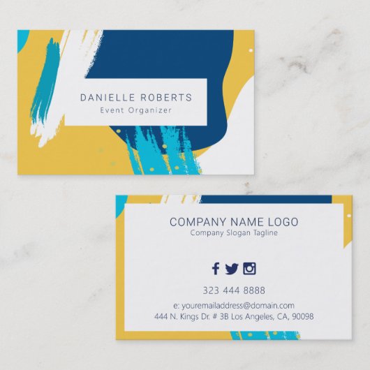 Abstracte penseelstreken moderne compositie visitekaartje (Voorkant / Achterkant)