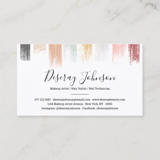 Abstracte penseelstreken moderne pastels make-up b visitekaartje (Achterkant)