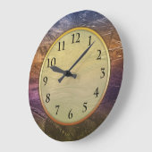 Abstracte penseelstreken Paars Bronze Metallic Grote Klok (Hoek)