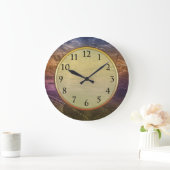 Abstracte penseelstreken Paars Bronze Metallic Grote Klok (Huis)