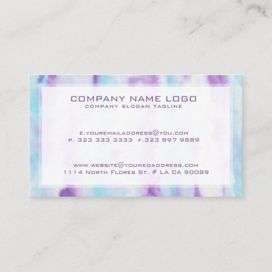 Abstracte penseelstreken Paarse blauw & wit Visitekaartje (Achterkant)