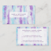 Abstracte penseelstreken Paarse blauw & wit Visitekaartje (Voorkant / Achterkant)