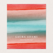 Abstracte penseelstreken Rode Turquoise Visitekaartje (Buitenkant ongevouwen)