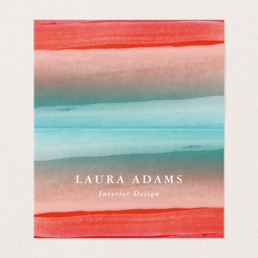 Abstracte penseelstreken Rode Turquoise Visitekaartje (Buitenkant ongevouwen)