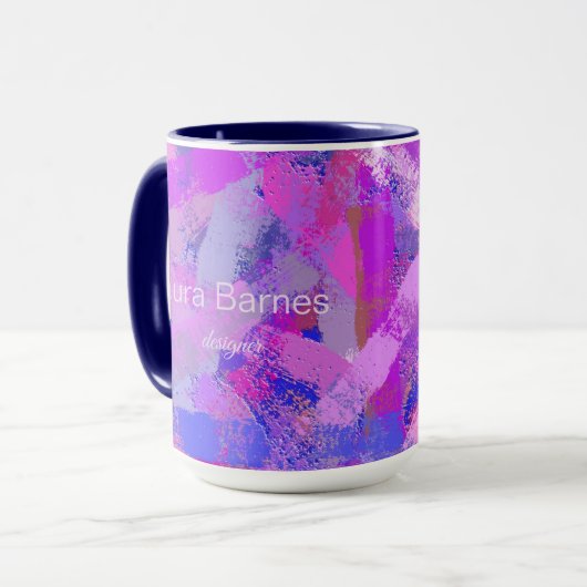 Abstracte penseelstreken Roze Violet Mok (Voorkant links)
