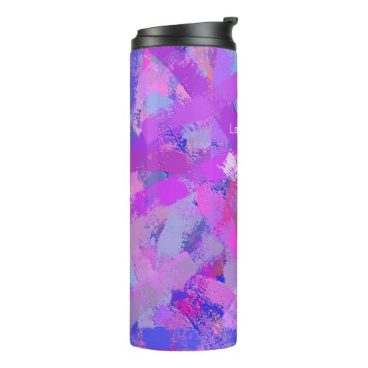 Abstracte penseelstreken Roze Violet Thermosbeker (Gedraaid links)